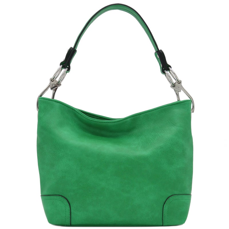 Alyssa Hobo Shoulder Bag with Big Snap Hook Hardware (Kelly Green) - Image 2